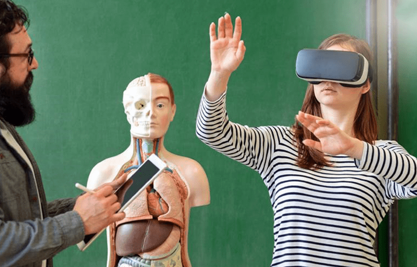 a man and women testing the virtual reality box