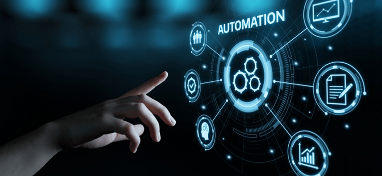 A human hand pointing out a automation related digital visual