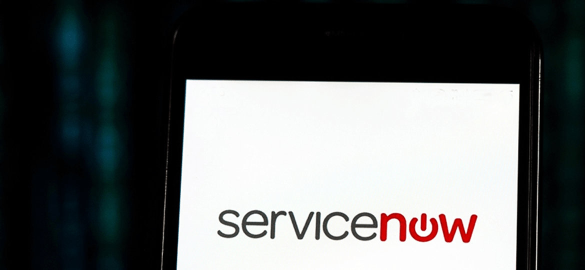 A mobile phone with service now technology on its screen
